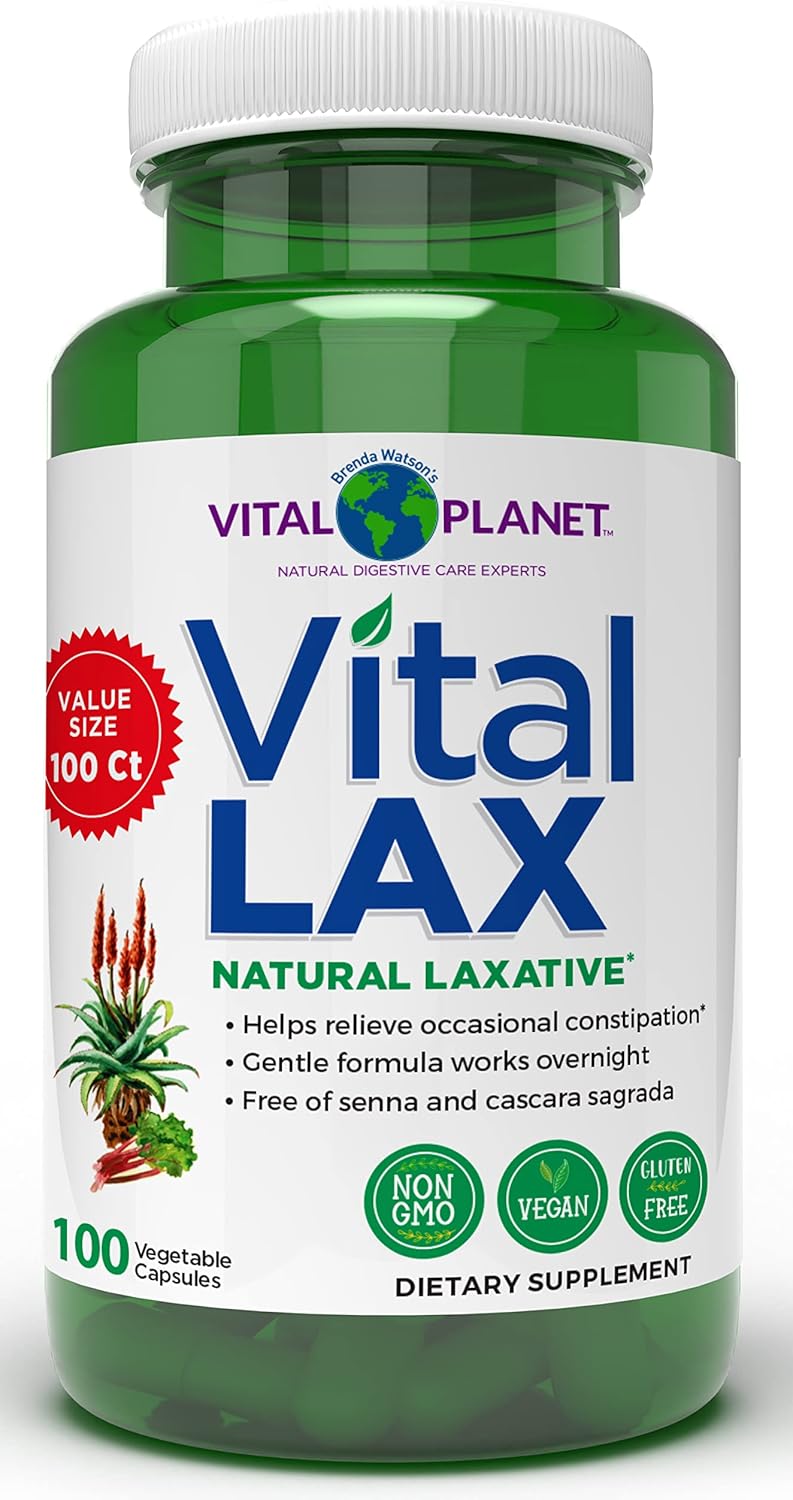 Vital Planet Vital Planet - Vital Lax Natural Laxative Cleanse Supplement for Occasional Constipation, with Magnesium Hydroxide, Slippery Elm, Aloe, and Triphala to Support Bowel Regularity 100 Capsules