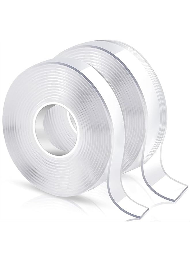 PROMASS Removable Heavy-Duty Nano Double-Sided Tape - 2 Rolls (30mm+10mm) Heat-Resistant, No Residue for Wall Decor, Car Dashboard, Tiles - Clear Adhesive Strips for Middle East Homes  - Image 1