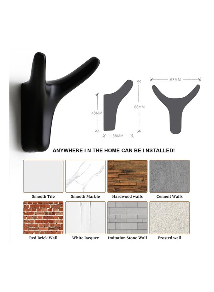 Wall Hook, 4PCS Coat Hooks, Cow Head Wall Hooks for Heavy Duty Door Hanger, Double Hooks Utility Black Hooks, Living Room, Bathroom, Kitchen, Bedroom for Coat, Bag, Scarf, Towel - Image 5