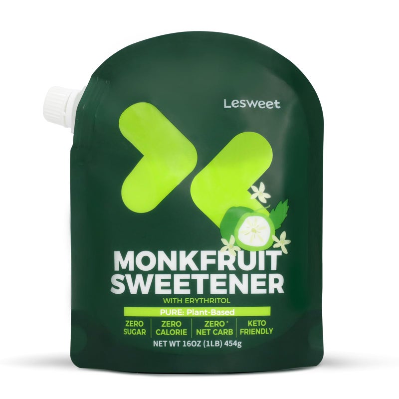 Lesweet Monk Fruit Sweetener with Erythritol, Monk Fruit Extract, 1:1 White Sugar Substitute, Zero Calorie, Keto Friendly, Non-GMO, Perfect for Coffee & Baking, 16 oz (Pack of 1) - Image 1