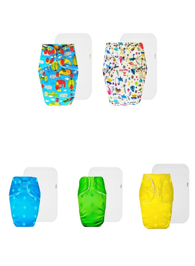 Dumbledo Premium Cloth Diaper with Cotton Insert (Pack of 5) | Snug Fit | 6-Layer Absorbent Pad | Easy to Clean | Designed by Moms | 3 Months - 3 Years | Unisex Baby - Image 1