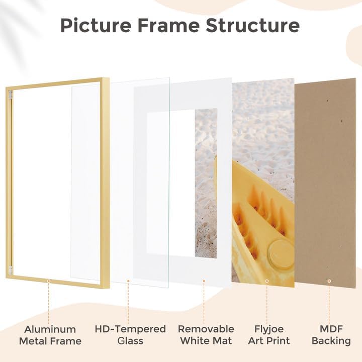 FLYJOE A4 Picture Frame Gold - High-End Metal 8.3 x 11.7 Frame Aluminum Frame for Wall, Photo Frame with Mat for A5, 8.25 x 11.75 Poster Frame, Certificate Frame with Glass, Wall Kit, Gold - Image 5