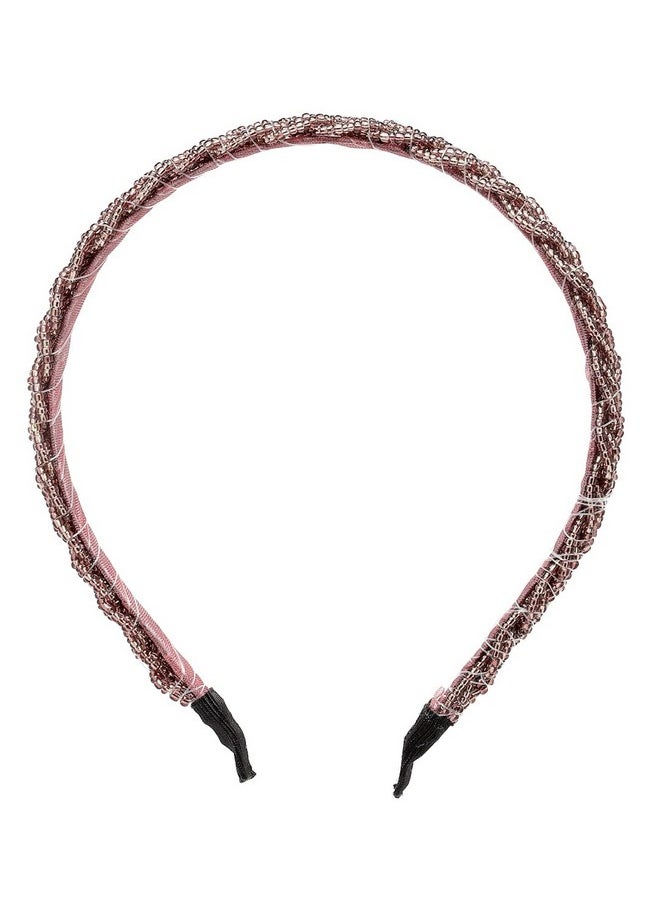 Vogue Hair Accessories - Dusky Rose Pink Metal Braid Beaded Hairband For Women'S - Image 1