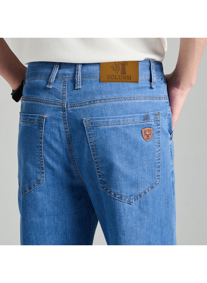 FOLUNSI men's Jeans Spring Summer Fashion Loose Fit Straight Leg Denim Casual Pants For Men - Image 5