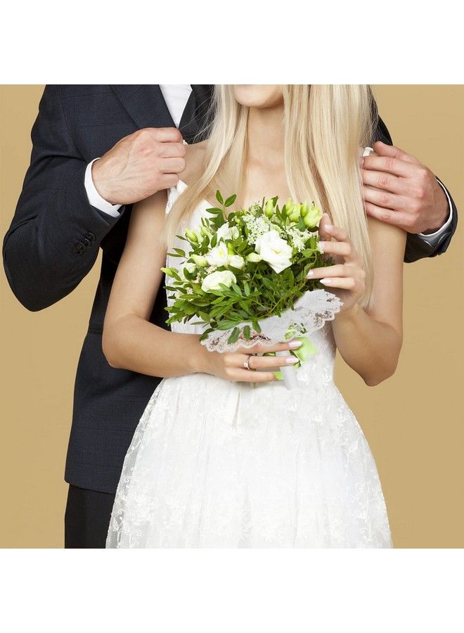 NUOBESTY حامل باقة زهور العروس من الفوم: مقبض زهور زفاف للعروس مع حاملات باقات من الدانتيل لزهور صناعية لتزيين ديي - Image 4