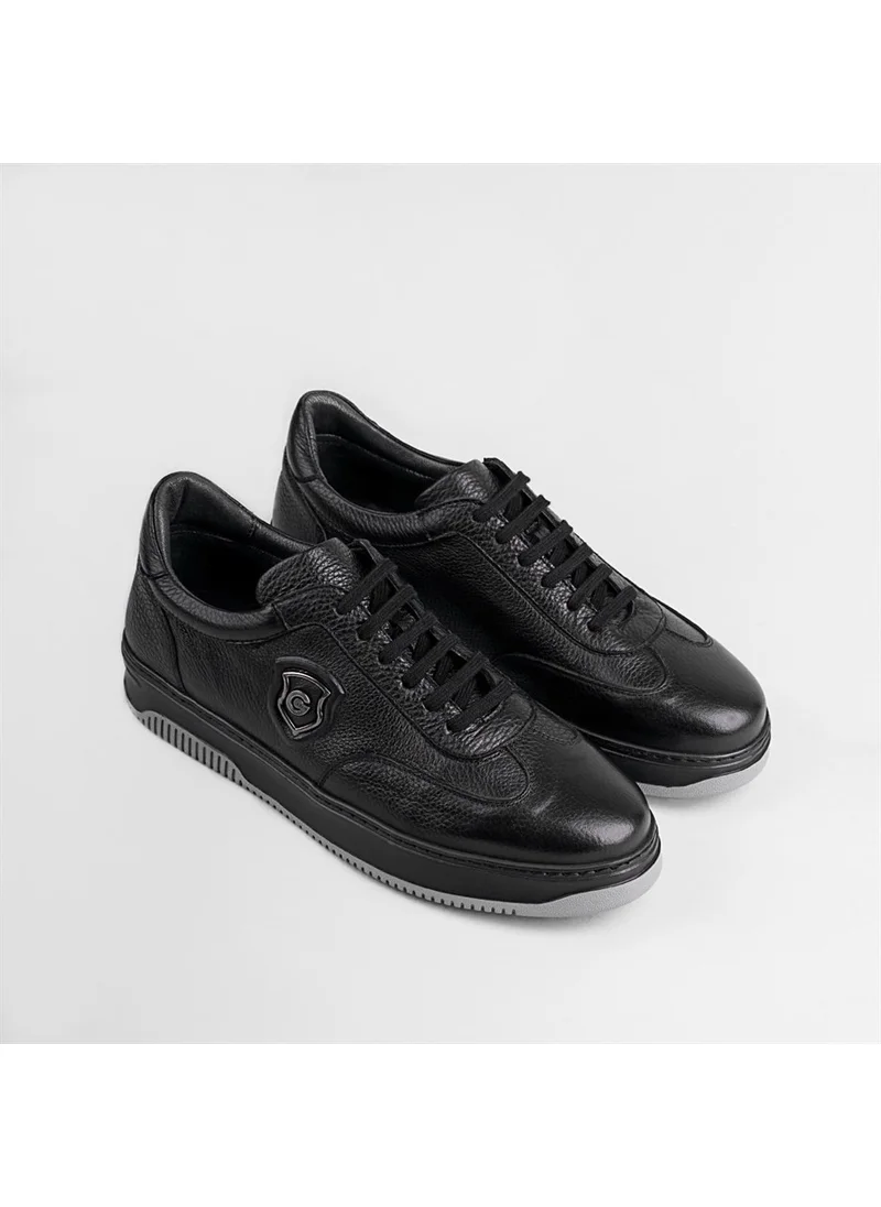 كاباني Genuine Leather Black Lace-Up Men's Sports Shoes