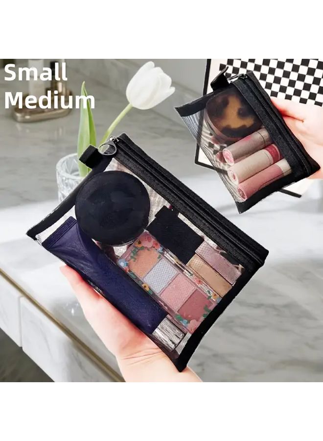 3pcs Mesh Clear Cosmetic Storage Bags Travel Toiletry Organizer Case - Image 5