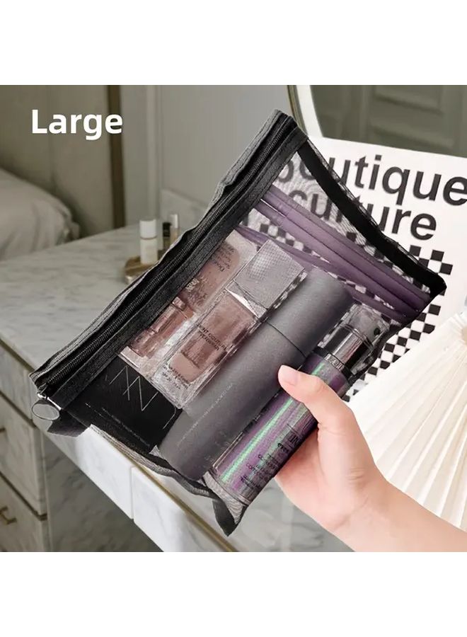 3pcs Mesh Clear Cosmetic Storage Bags Travel Toiletry Organizer Case - Image 4