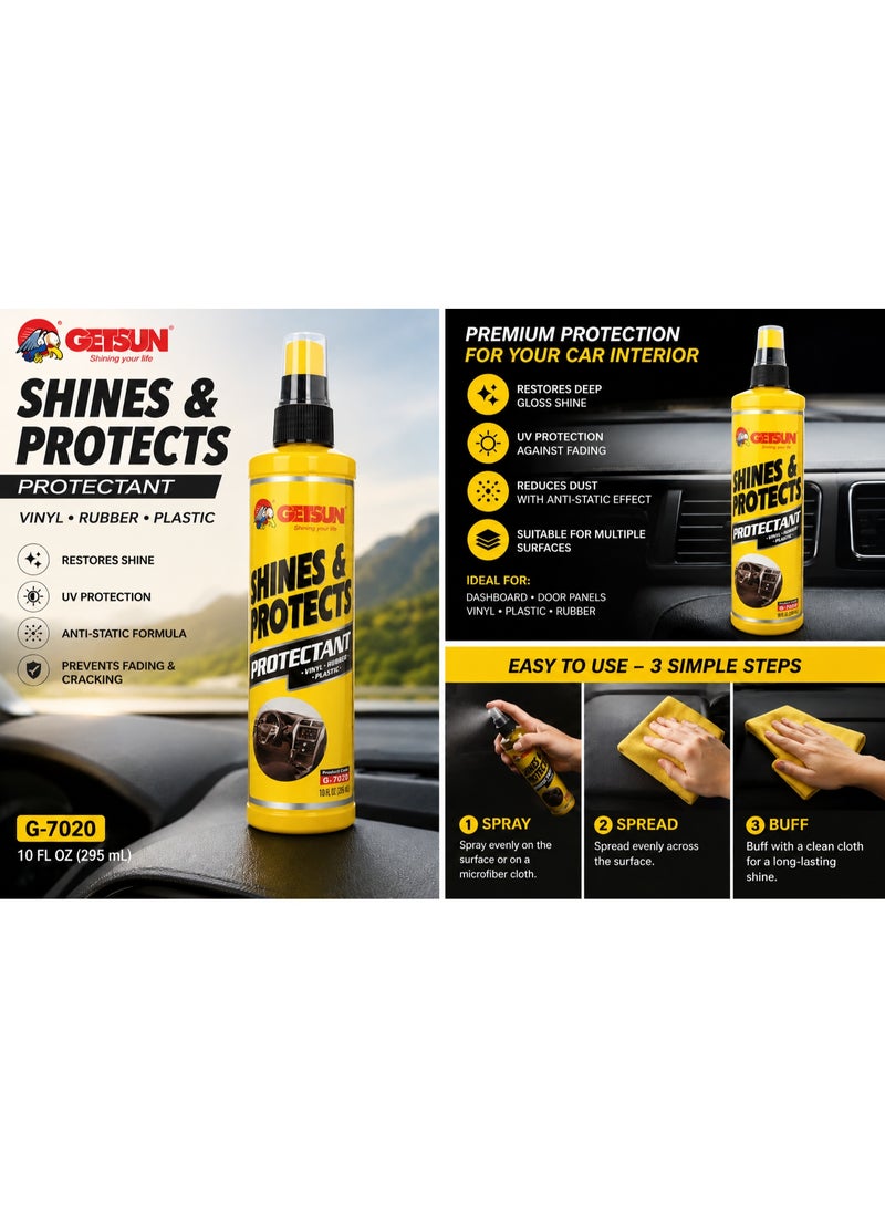 جيتسون بخاخ الحماية Shine & Protect G-7020 | ملمع لوحة القيادة، والفينيل، والمطاط، والبلاستيك | حماية من الأشعة فوق البنفسجية | لمسة نهائية شديدة اللمعان | 295 مل - Image 4