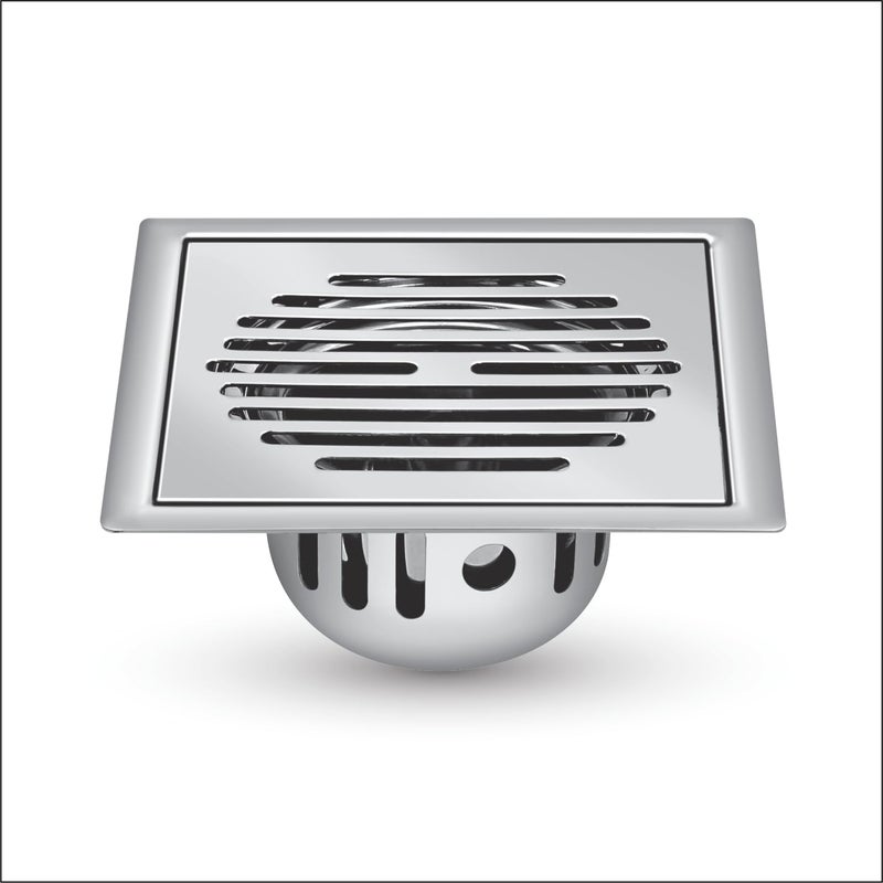 Sanjay Chilly Square Classic Golden Series Floor Drainer for Bathroom | Floor Drain with Cockroach Trap Luxurious Bathroom Gratings 304 Grade Stainless Steel Hair Catcher Drain Guard (5x5 INCHES) - Image 1