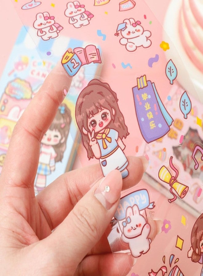 DHAVAL Kavid Cute Girl Theme Kawaii Stickers for Kids & Adults | 20 Sheets Japanese Style Waterproof Washi Stickers | Self-Adhesive PET Decorative Stickers for Journaling, Scrapbooking, Planners, Laptops - Image 3