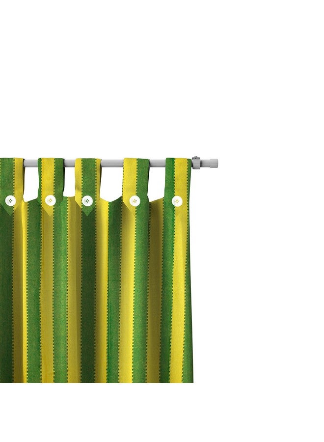 Tidy TIDY Yellow with Green Colour Cotton Loop Door Curtain - Set of 2PCs (6.5 Feet, Striped) - Image 4
