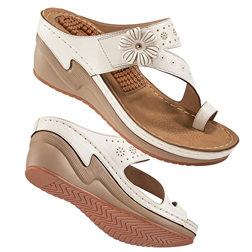 FUDYNMALC Sandals Women Wedge Shoes: Comfortable Womens Orthopedic Sandal Dressy Summer Flip Flops Fashion Walking Wedges with Adjustable - Image 1