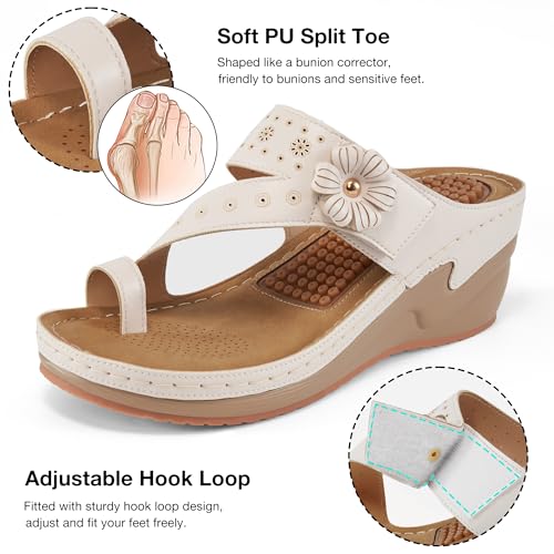 FUDYNMALC Sandals Women Wedge Shoes: Comfortable Womens Orthopedic Sandal Dressy Summer Flip Flops Fashion Walking Wedges with Adjustable - Image 3