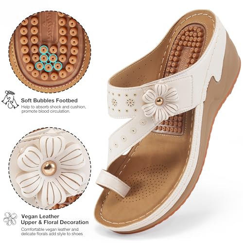 FUDYNMALC Sandals Women Wedge Shoes: Comfortable Womens Orthopedic Sandal Dressy Summer Flip Flops Fashion Walking Wedges with Adjustable - Image 4