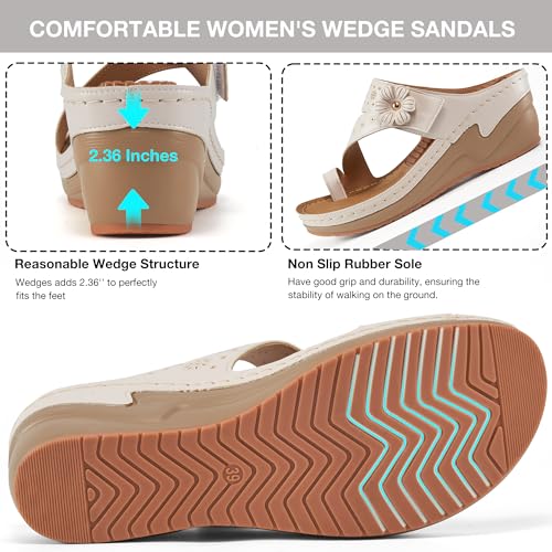 FUDYNMALC Sandals Women Wedge Shoes: Comfortable Womens Orthopedic Sandal Dressy Summer Flip Flops Fashion Walking Wedges with Adjustable - Image 5