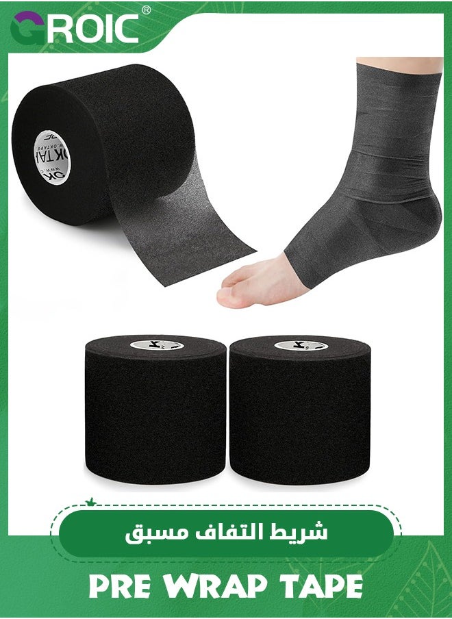 GROIC 3-Rolls Pre Wrap Tape, OK TAPE Athletic Foam Underwrap for Sports, Protect for Ankles Wrists Hands and Knees, 2.75 Inches x 30 Yards - Black, 3-Rolls  - Image 1