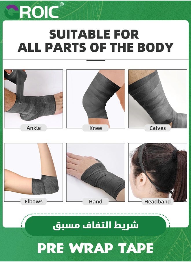 GROIC 3-Rolls Pre Wrap Tape, OK TAPE Athletic Foam Underwrap for Sports, Protect for Ankles Wrists Hands and Knees, 2.75 Inches x 30 Yards - Black, 3-Rolls  - Image 3