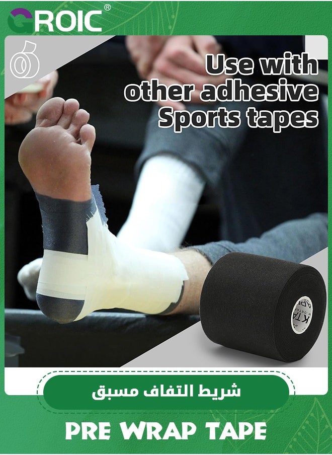GROIC 3-Rolls Pre Wrap Tape, OK TAPE Athletic Foam Underwrap for Sports, Protect for Ankles Wrists Hands and Knees, 2.75 Inches x 30 Yards - Black, 3-Rolls  - Image 4