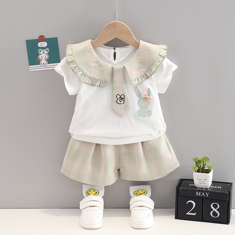 Children'S Shirt Boys And Girls Lapel Shirt Summer Baby Short Sleeve Suit Striped Shirt A 0-5 Years Old Tide - Image 1