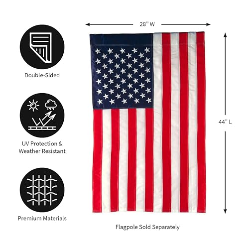 Evergreen Flag علم أمريكي دائم 44 بوصة × 28 بوصة بحجم المنزل | متين للخارج من قماش 310D الفاخر | نجوم وخطوط مطرزة وحافة مخيطة بأربعة أضعاف | سكني أو تجاري في الولايات المتحدة - Image 3