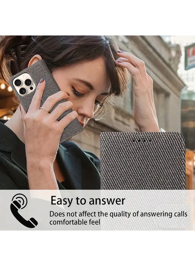Black Faux Leather Flip Card Slot Shockproof Protective Case for iPhone 15 Plus - Image 5