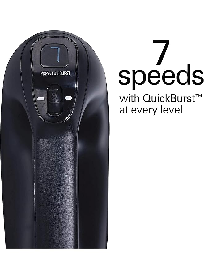 هاملتون بيتش التجارية خلاط يدوي كهربائي احترافي بـ 7 سرعات مع شاشة رقمية ومحرك تيار مستمر هادئ وخفاقة وعجين وحقيبة تخزين 200 وات أسود 62655 Sau 5 سنوات محدودة - Image 3