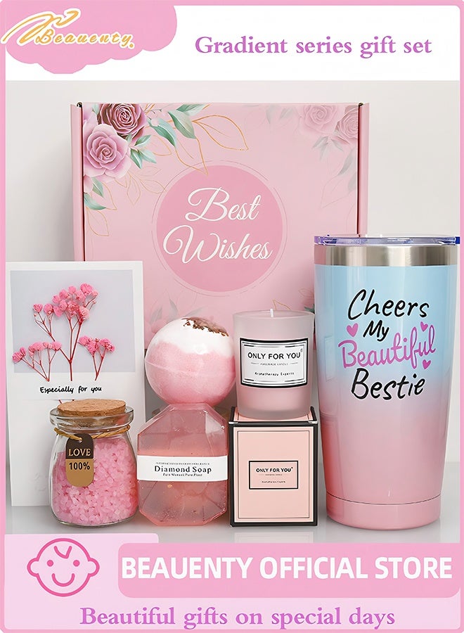 Beauenty Bestie Gift Box with Bath Bomb, Scented Candle, Insulated Tumbler & Beauty Essentials - Perfect for Birthday, Holiday & Special Moments - Image 1