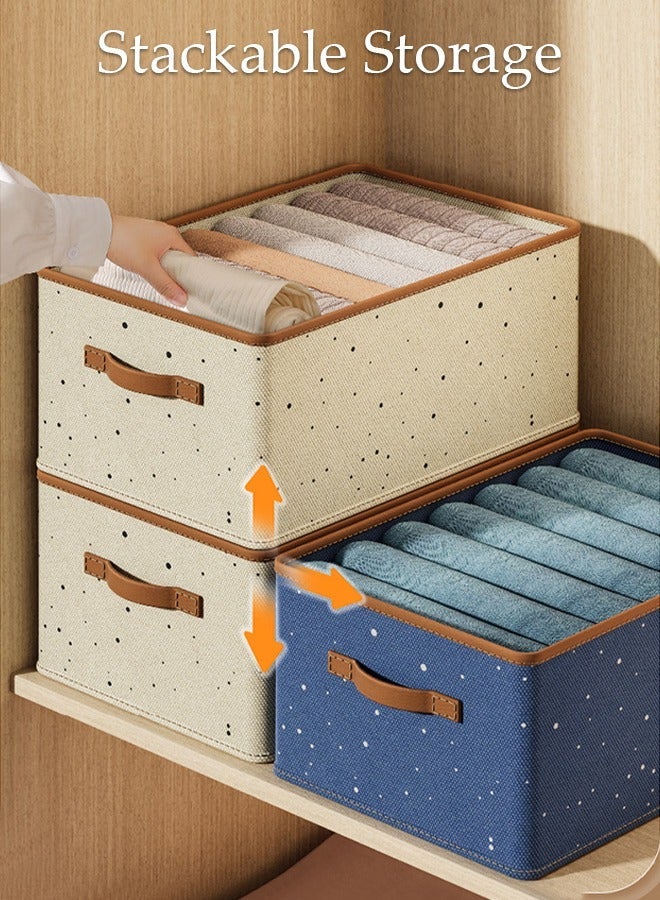DUNISO 3 Pieces Fabric Closet Storage Organizer Set Foldable Clothes Boxes Large Capacity Wardrobe Stackable Closet Drawer with Handle for Leggings Stockings Socks Underwear - Image 3