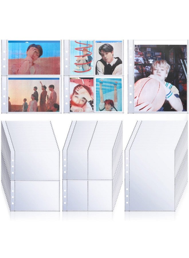 Chengu 60 Pcs Binder Pockets Clear 4/2/1 Pockets A5 Binder Card Sleeves Pouch Photo Album Page Document Folder Trading Card for 6 Ring Insert Sleeves Refill Sheet  - Image 1
