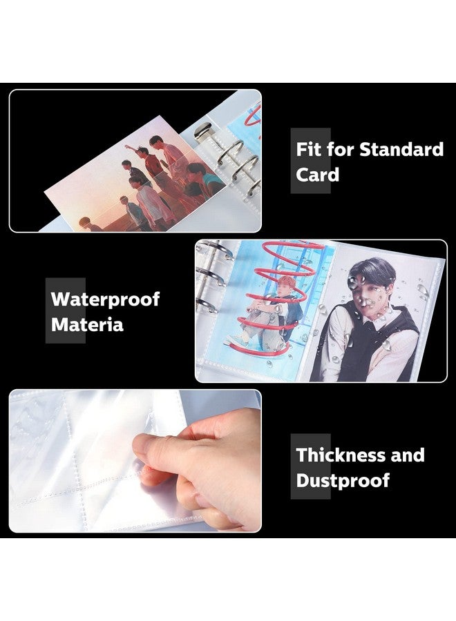 Chengu 60 Pcs Binder Pockets Clear 4/2/1 Pockets A5 Binder Card Sleeves Pouch Photo Album Page Document Folder Trading Card for 6 Ring Insert Sleeves Refill Sheet  - Image 4