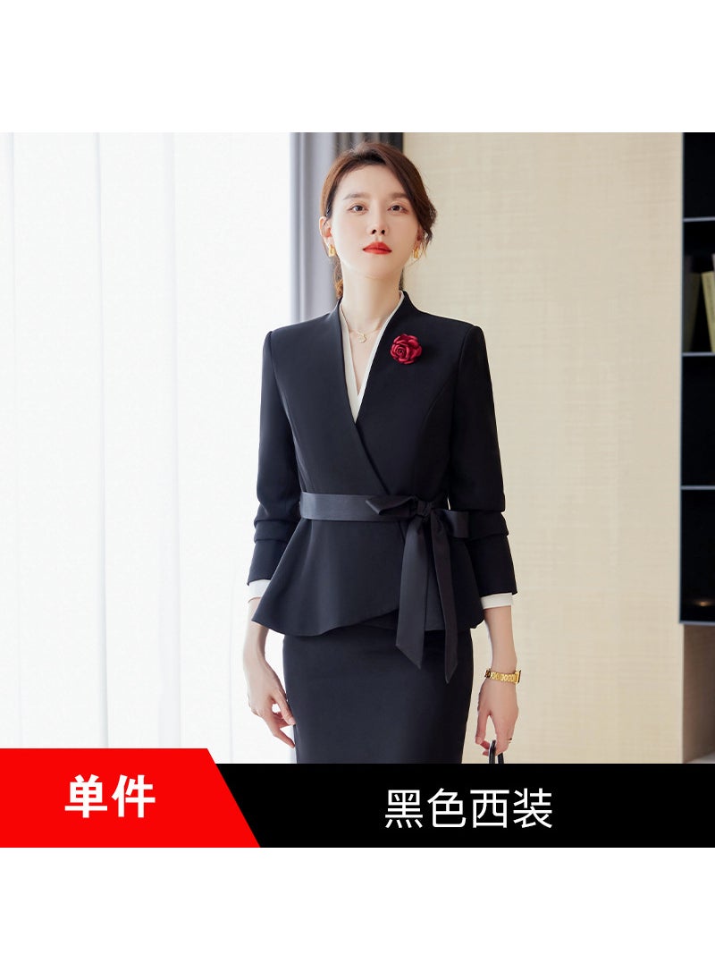 Generic Fashionable Design Sensibility High-End Beauty Therapist Workwear Womens Autumn/Winter New Arrival Jewelry Store Professional S Black suit  - Image 1