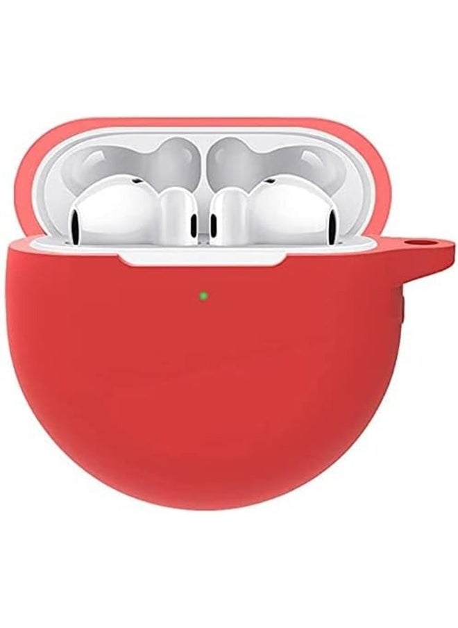 BGM Silicone Case Cover for Huawei FreeBuds 3 with Carabiner, Anti-Shock Full Protection, Charging Port Accessibility - Red  - Image 1