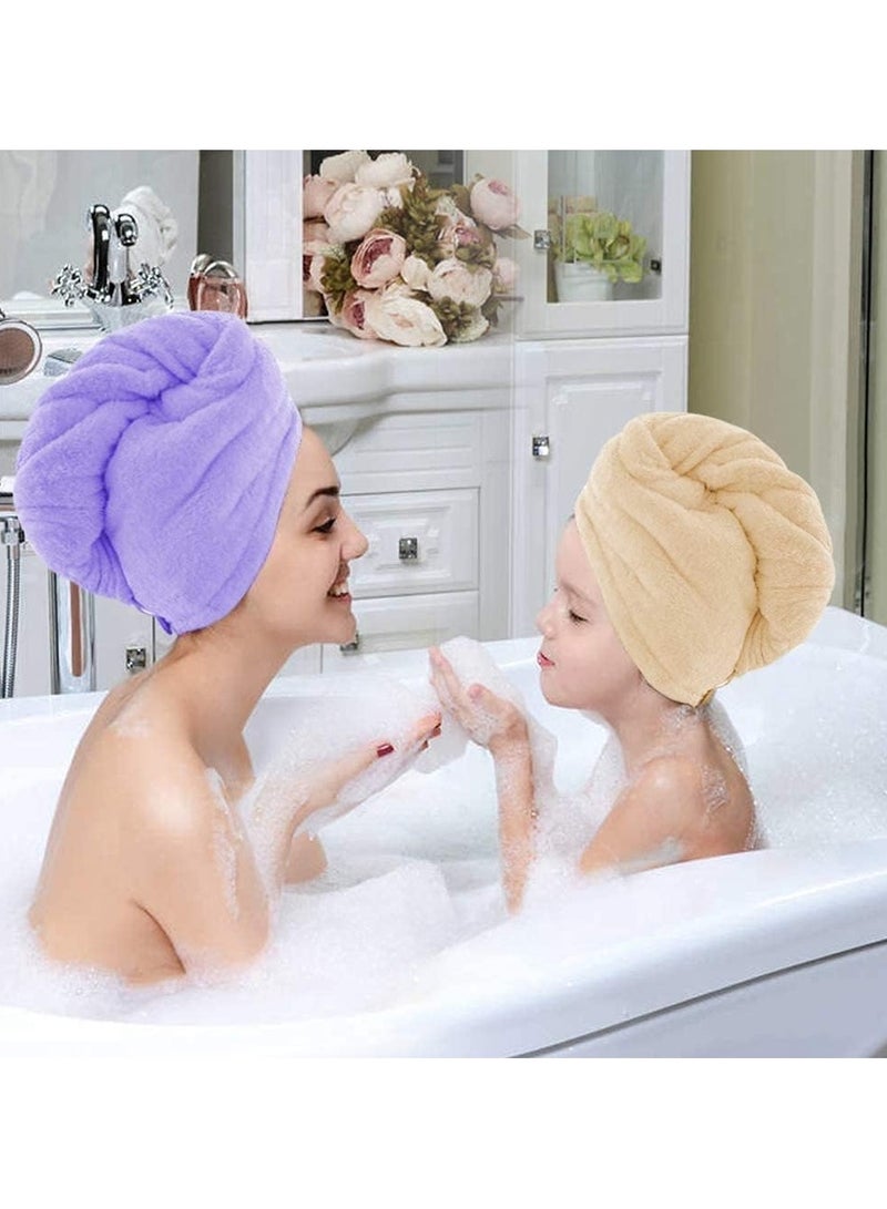 Generic Hair Drying Towel Wrap for Women – Microfiber Quick-Dry Hair Turban with Button – Ultra Absorbent Shower Hair Cap for Curly, Straight, or Long Hair (Multicolor) - Image 2