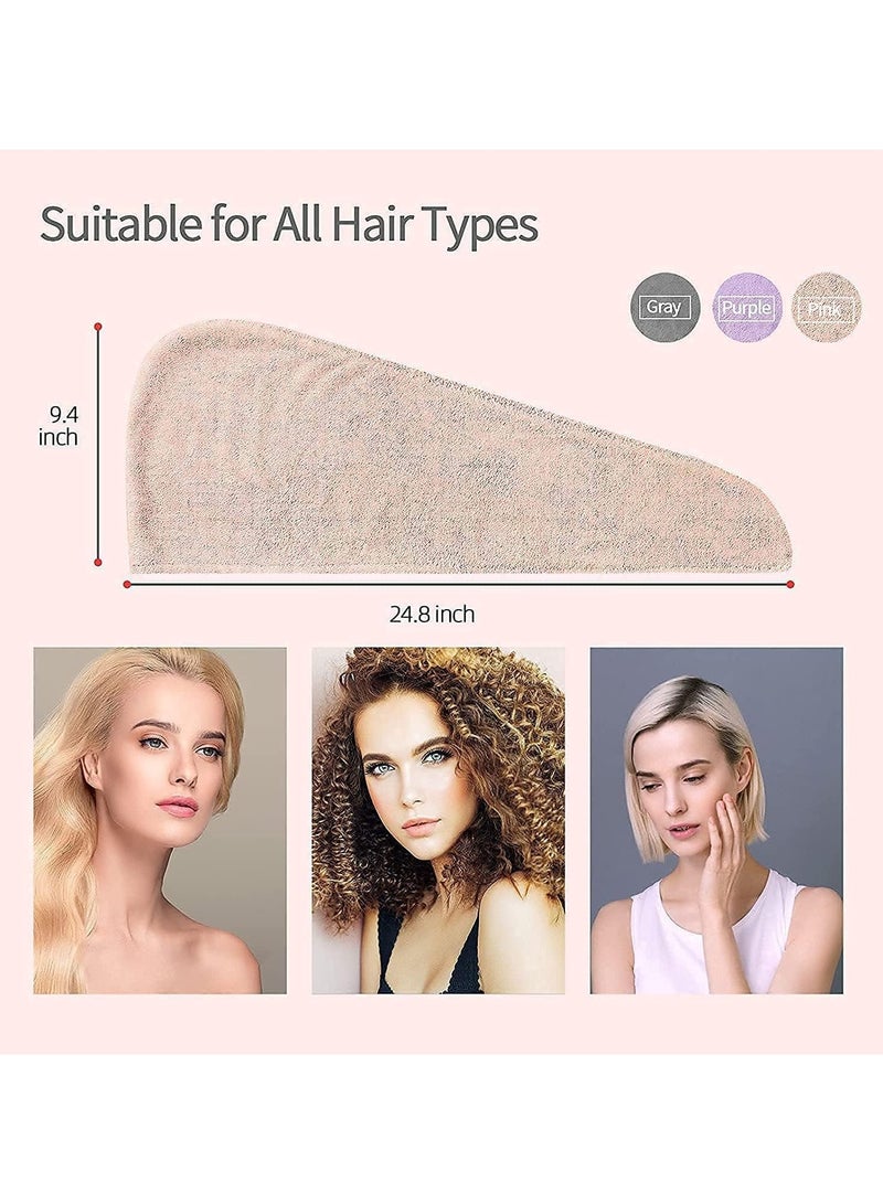 Generic Hair Drying Towel Wrap for Women – Microfiber Quick-Dry Hair Turban with Button – Ultra Absorbent Shower Hair Cap for Curly, Straight, or Long Hair (Multicolor) - Image 3