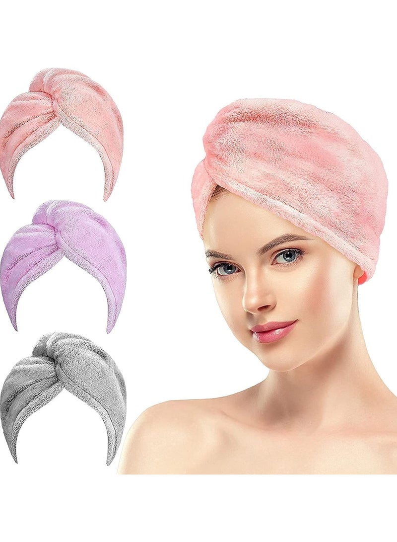 Generic Hair Drying Towel Wrap for Women – Microfiber Quick-Dry Hair Turban with Button – Ultra Absorbent Shower Hair Cap for Curly, Straight, or Long Hair (Multicolor) - Image 4