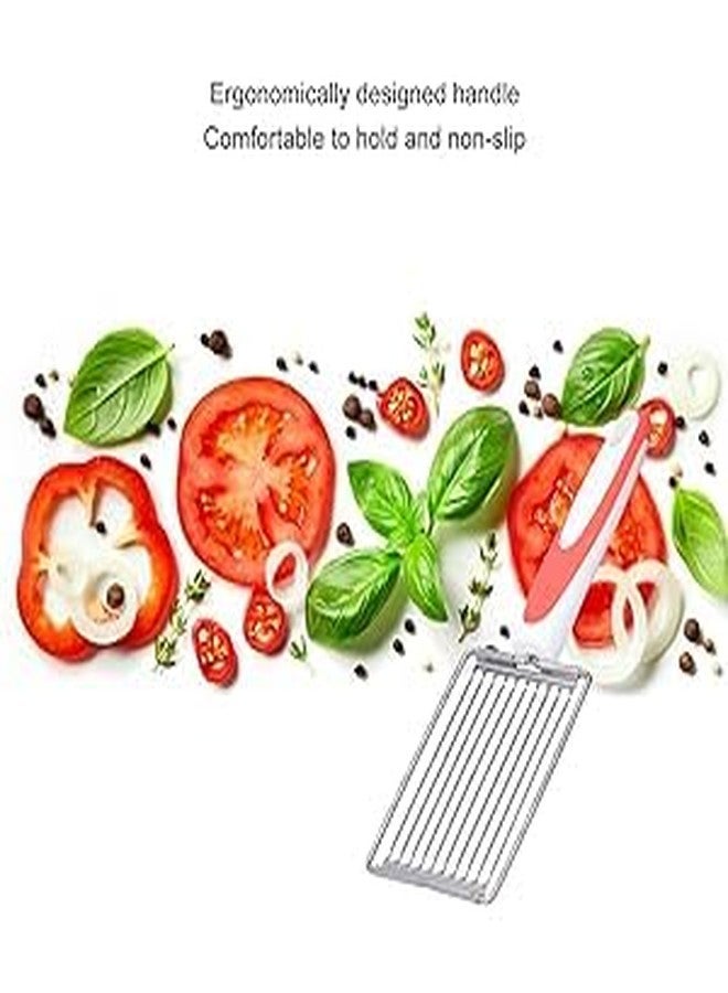 BORDSTRACT Stainless Tomato Slicers, 24.5 * 8cm Fruits Cutter with Non-Slip Handle, Luncheon Meat Cutter for Canned Meat Cheese Sushi Cherry(Orange) - Image 4