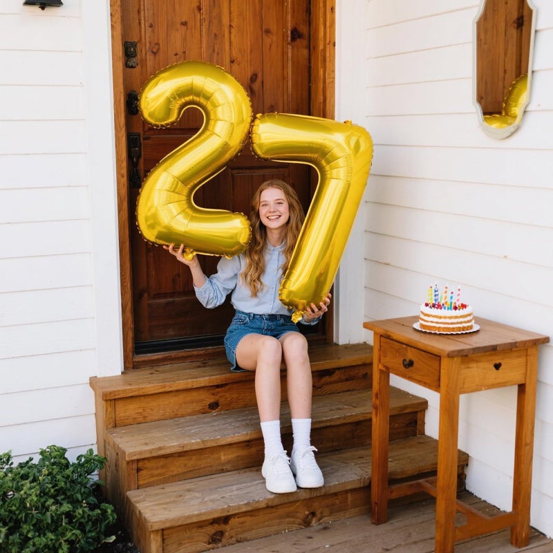 Kelfuoya 40 Inch Gold Balloon Number 2 Giant Two Balloon Number Birthday Decorations, 2nd 12 20 21st Party Celebration Decorations Digital Balloon Wedding Anniversary Party Supplies - Image 3