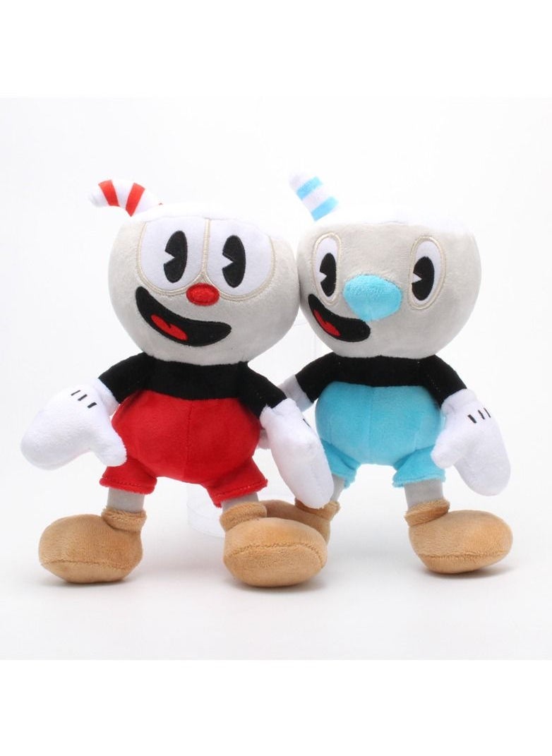 Exlene 2 piece 25cm Adventure Game Cuphead Plush Toy Mugman The Devil Legendary Chalice Plush Dolls Toys  - Image 1