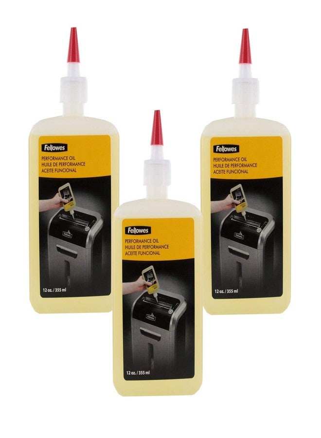 Fellowes Shredder Oil, 12 oz. Bottle w/Extension Nozzle, Pack of 3