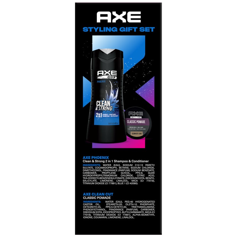 AXE Menâ€™s Hair Styling Set â€“ Phoenix Clean & Strong 2-in-1 Shampoo + Classic Pomade, Signature Clean Cut Look, Medium Hold, High Shine - Image 4