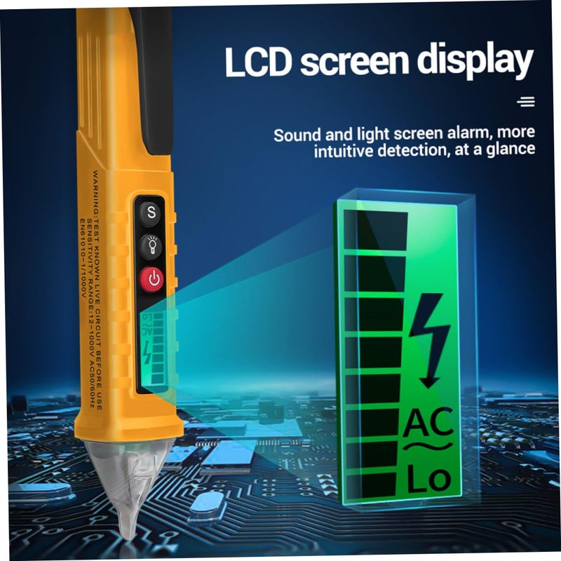 Non Contact Voltage Tester Pen LCD Display Auto Test Electrical Yellow For Home DIY - Image 5