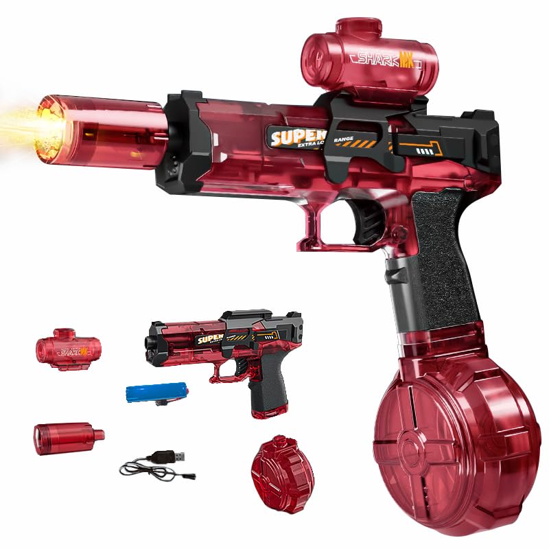 YoPoll Electric Water Guns for Adults Kids Automatic Squirt Gun with 26FT Range Super Blaster Soaker High Capacity Pistol for Swimming Pool Party Toy ColorBlast LED Electric Water Gun Red - Image 1