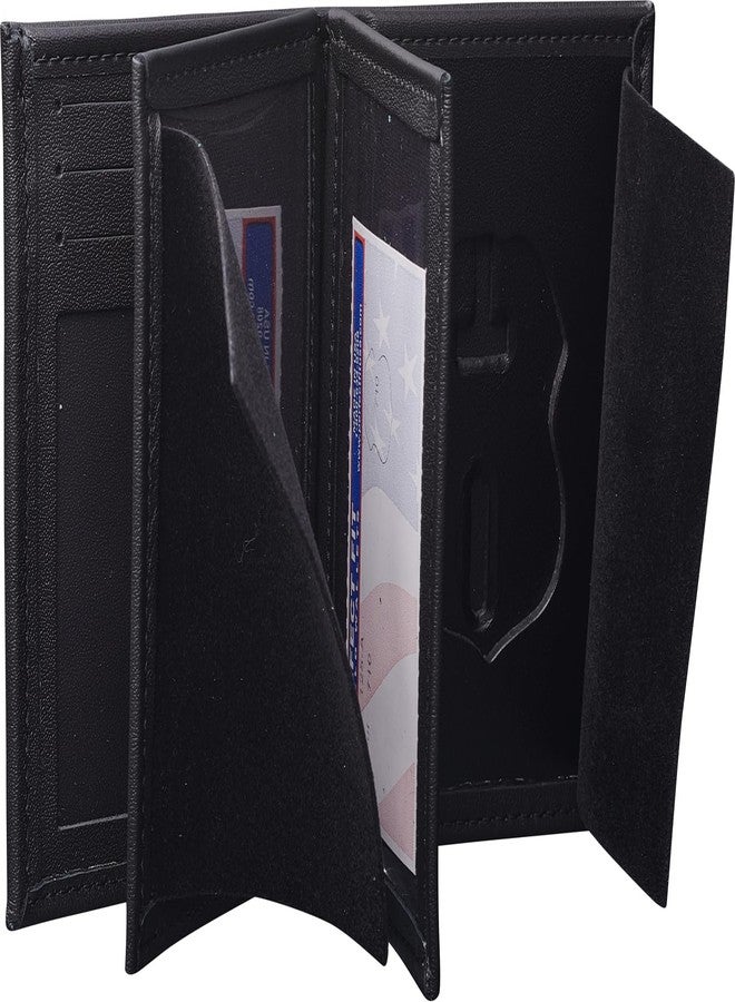 Perfect Fit Shield Wallets ICE DHS HSI Federal Air Marshal Style Hidden Badge Wallet Fits Small Size Badge That Fits Wallets Special Agent Double ID Holder (Cutout PF-710) Black Leather - Image 1