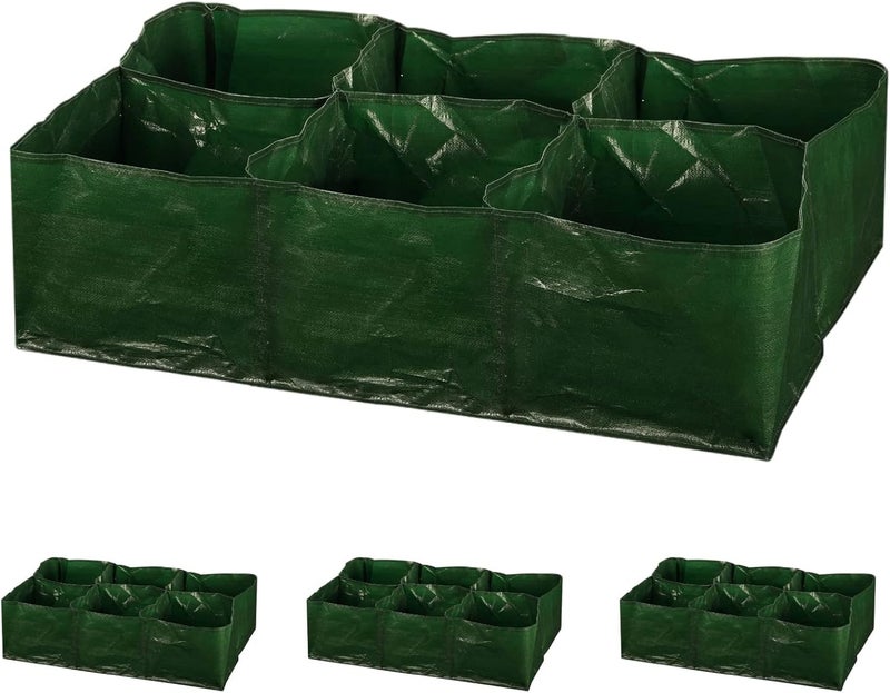 iPower PE Garden Planting Bed 35-Gallon Heavy Duty Plastic Raised Plant Grow Bag with 6 Partition Grids Potato Tomato Rectangle Planter Pots Containers, for Vegetables, Fruits, Flowers, 4 Packs - Image 1