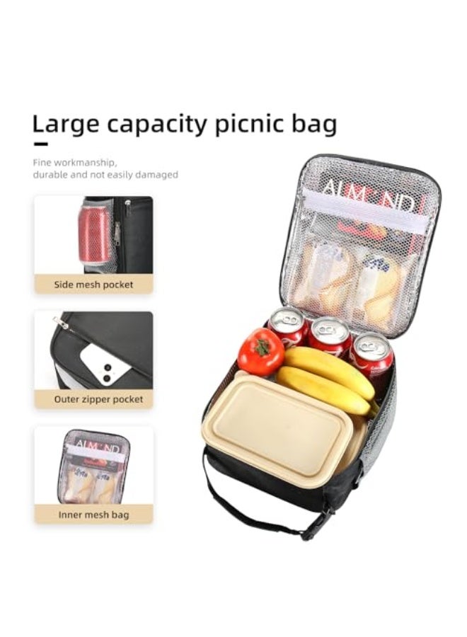NIBEMINENT Lunch box Lunch bag for men women Insulated Lunchbox Lunch bags for Work Picnic Travel (Black) - Image 3