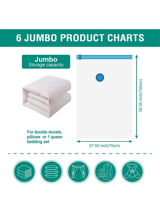 Cozy Essential 6 Jumbo Vacuum Storage Bags, Space Saver Bags Compression Storage Bags for Comforters and Blankets, Vacuum Sealer Bags for Clothes Storage, Hand Pump Included - Image 5