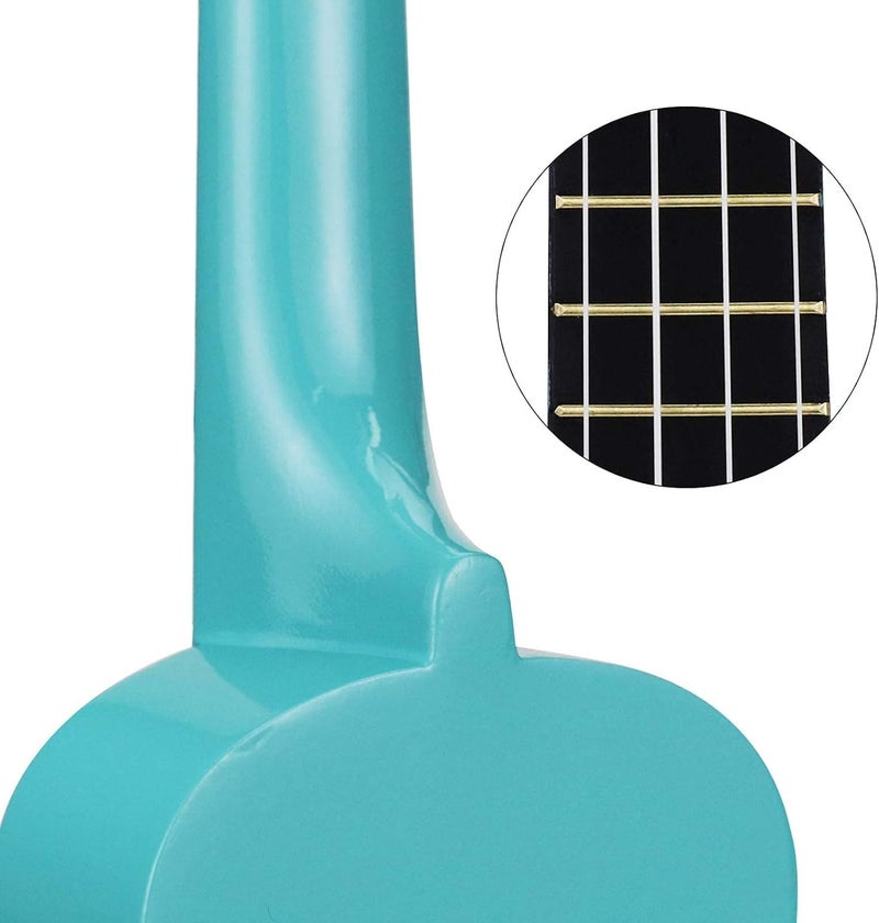 Trendy Soprano Valentine's Day Ukulele for Beginners 21 Inch Hawaiian Wood Ukuleles for Adult Student Starter Four Strings Guitar (Light Blue) - Image 4
