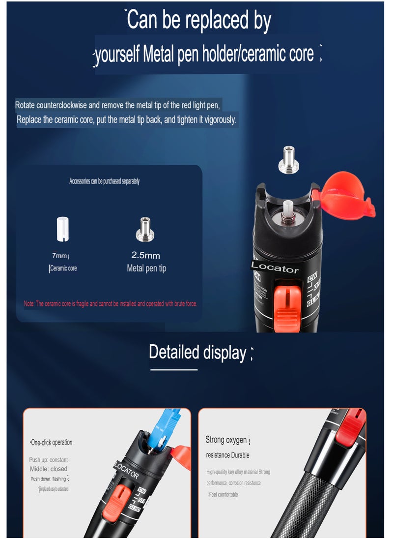 AROAQ Visual Fault Locator, 1-60km Fiber Optic Red Light Pen, Vfl Optical Fiber Cable Fault Tester, Red Light Pen For Network Fiber Cable Test, Fiber Optic Source Tester Detector Meter, (20mw Green)  - Image 2