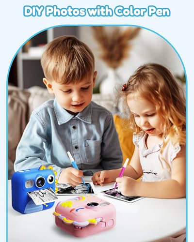 KOKODI Kids Camera Instant Print, Toddler Cameras Christmas Birthday Gifts for Boys Age 3-12, Digital Video Instant Printer Camera for Kids, Toys for Ages 5-7 Boys (Blue) - Image 3